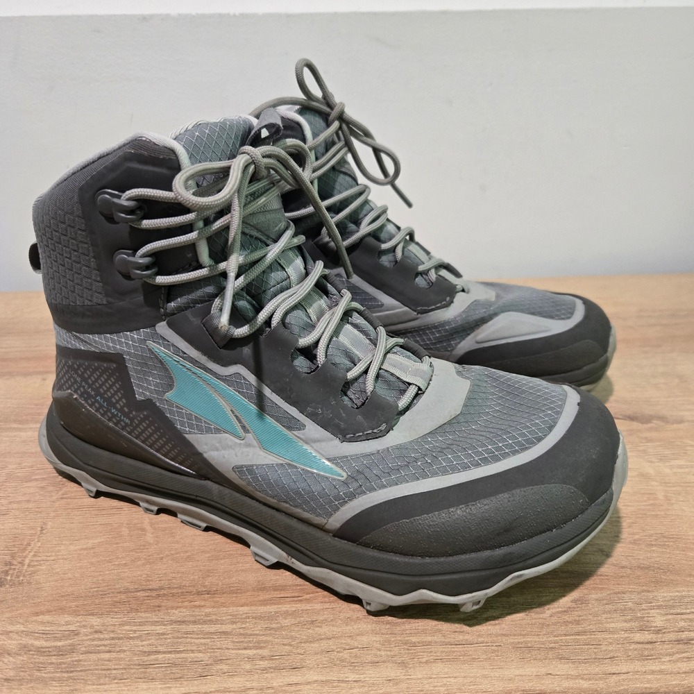 Altra Lone Peak ALL-WTHR Mid Hiking Boots Womens 7.5 Gray Teal AL0A4VRA231